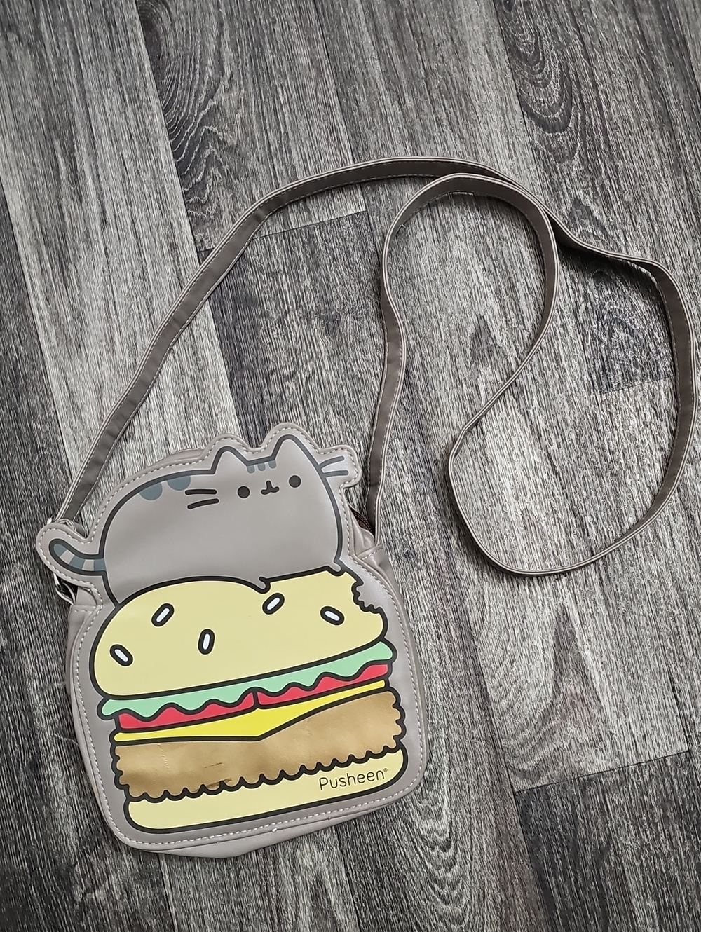 Pusheen Gray Cat Burger Crossbody Bag